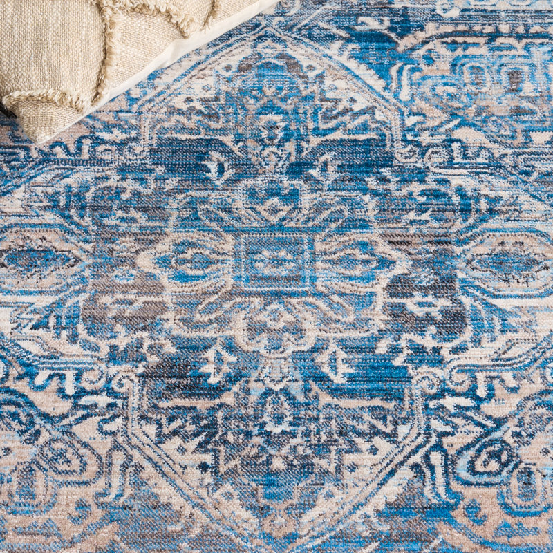 Tapis oriental tissé à plat en bleu marine / brun, Rectangle 5 pi x 7 pi 6 po