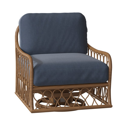 Cane Swivel Rocking Chair with Cushions