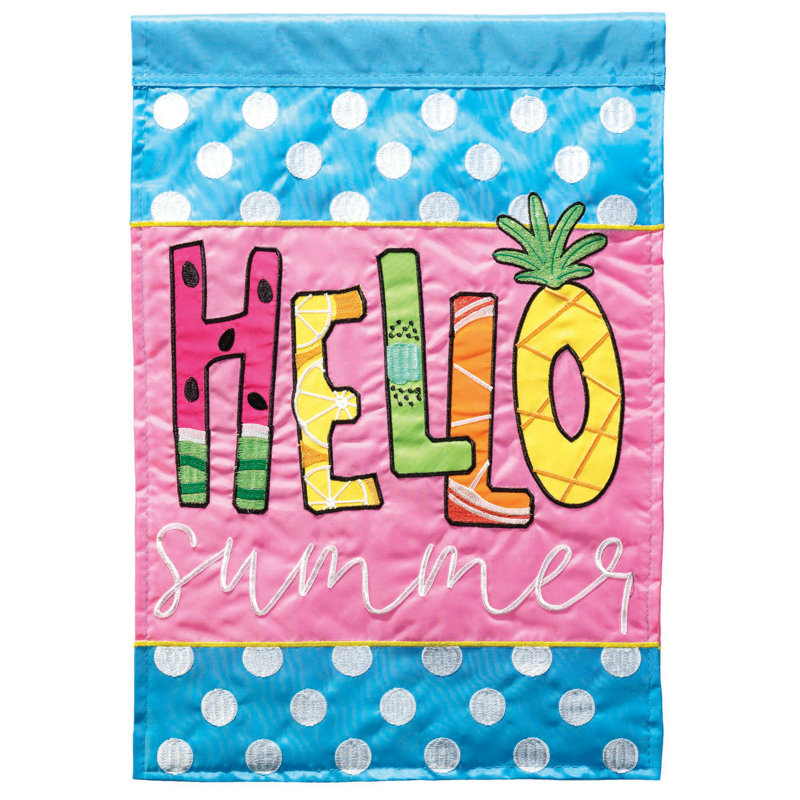 Drapeau de jardin ananas en polyester 18 po x 13 po Hello Summer