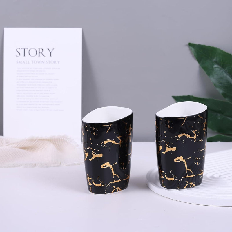 6-Piece Modern Ceramic Bathroom Set: Soap Dispenser, Toothbrush Holder, Tumbler, Tray, Black