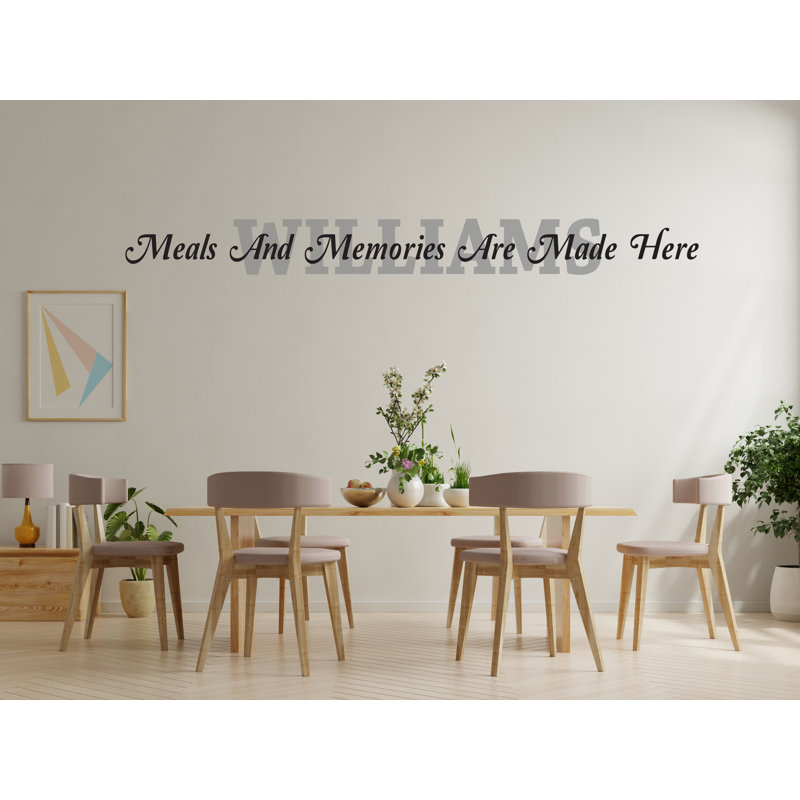 Adhésif décoratif pour la cuisine, autocollant pour la cuisine en vinyle, repas et souvenirs sont fabriqués ici avec le nom de votre famille, décor de nom de famille