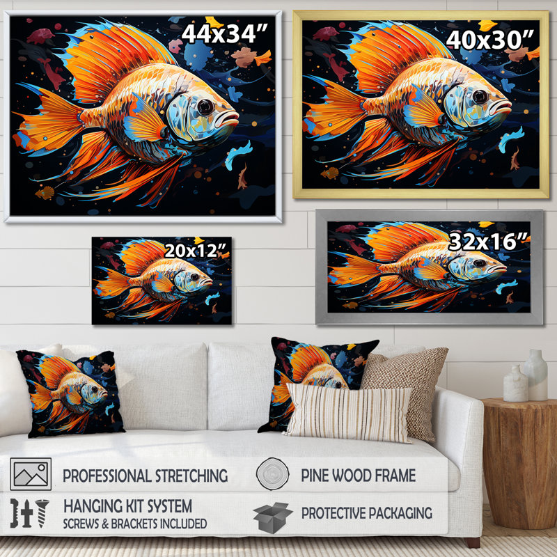 Orange orange Pop Art, H 24 po x l 32 po x P 1 po, Cadre flottant noir