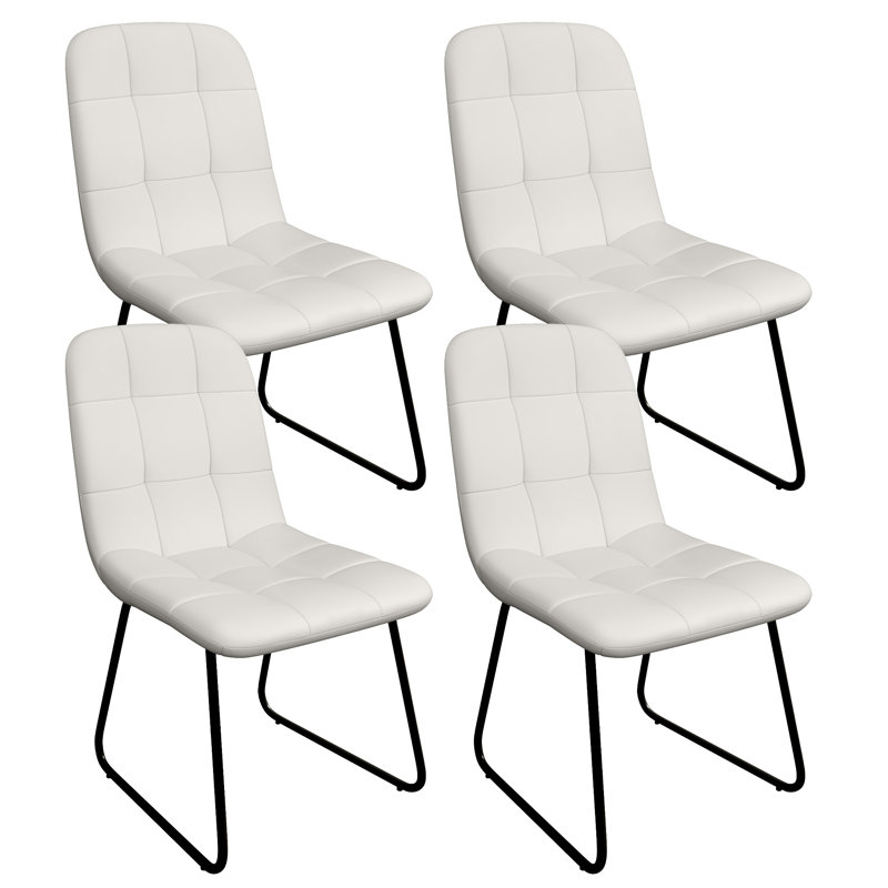 47cm H Tufted Upholstered Upholstered Back Side Chair, White