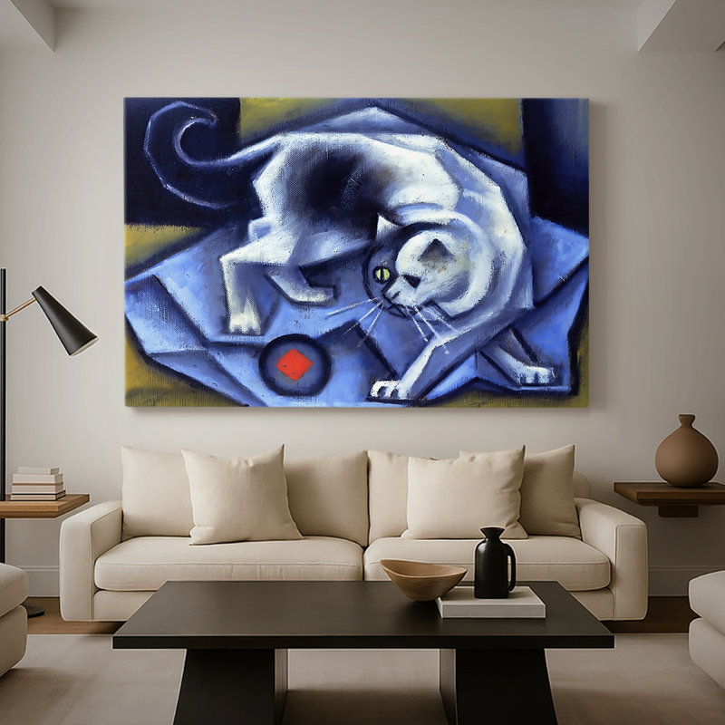 Le chat blanc (Der wei Kater) - Fred Marc - Toile tendue avec châssis - 1912, 32 x 48