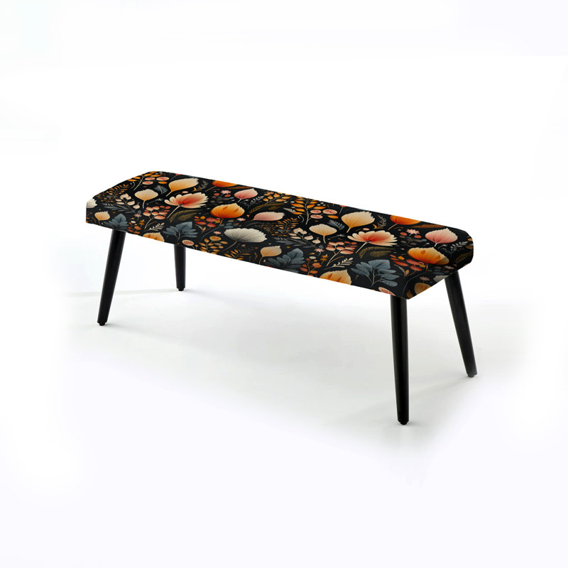 Banc à plumes floral jaune et bleu