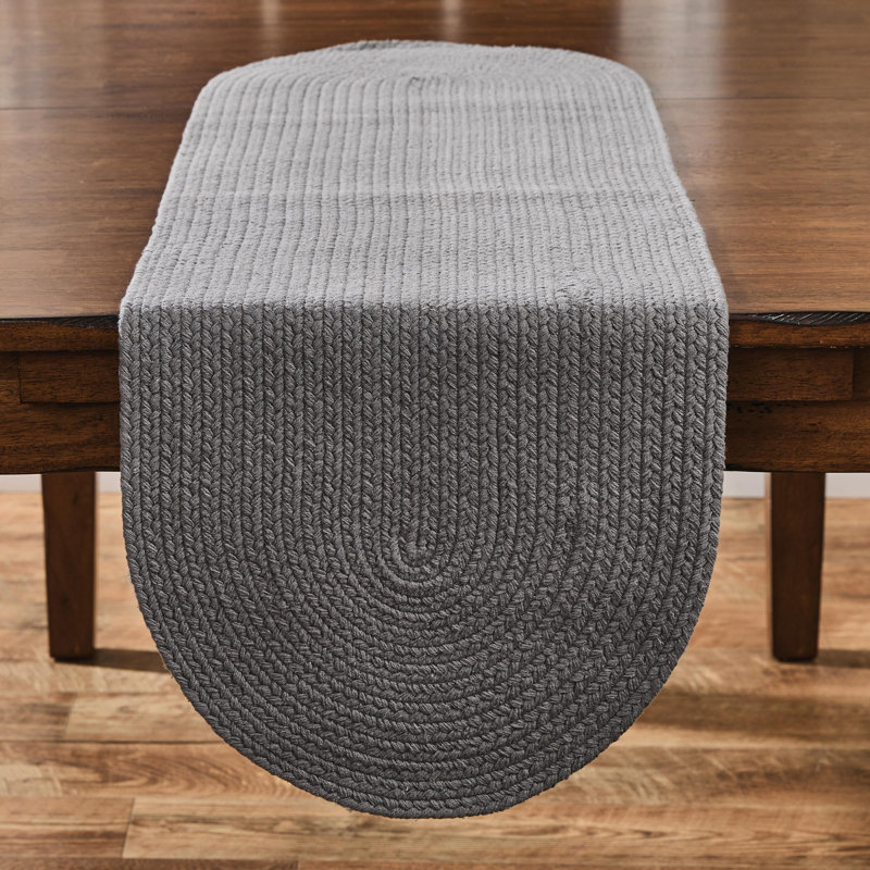  Essex Burro Braided Table Runner 15" x 54", Gris