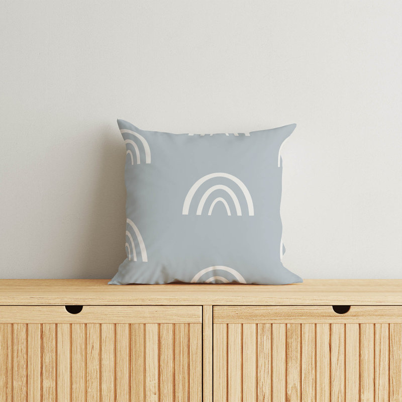 Coussin Plain Bows, H 20 po x l 20 po, Bleu ardoise / ivoire