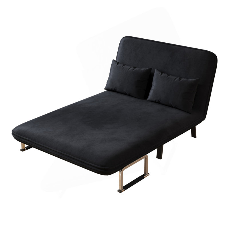 Fauteuil-lit convertible de 39 po, canapé-lit à trois volets avec dossier et coussin réglables, canapé-lit de loisirs avec structure en acier robuste pour la maison et le bureau, fauteuil-lit confortable noir