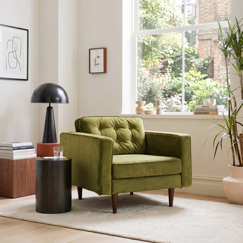 Ney 95.76Cm Wide Tufted Armchair, Olive Green