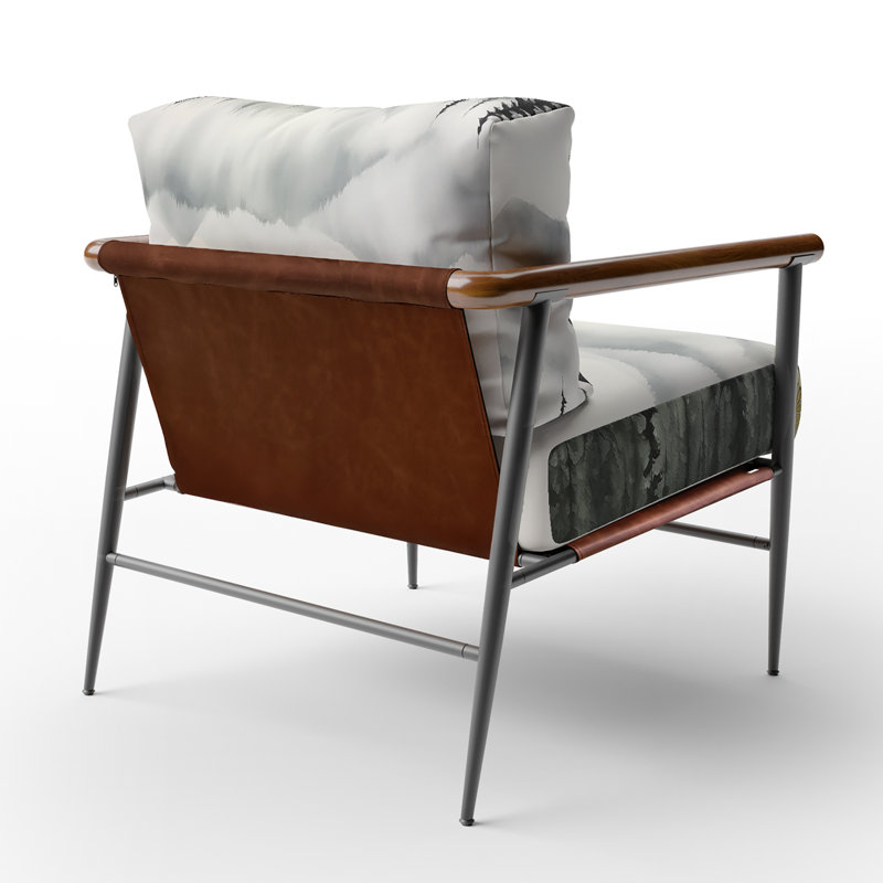 Chaise d'appoint rembourrée Grey Misty Morning Forest Horizon I - Paysages rembourrés, Noir