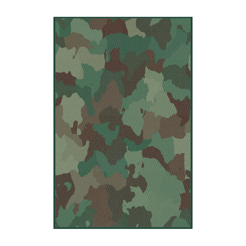Tapis vert/brun à motifs, Rectangle 4 pi x 6 pi