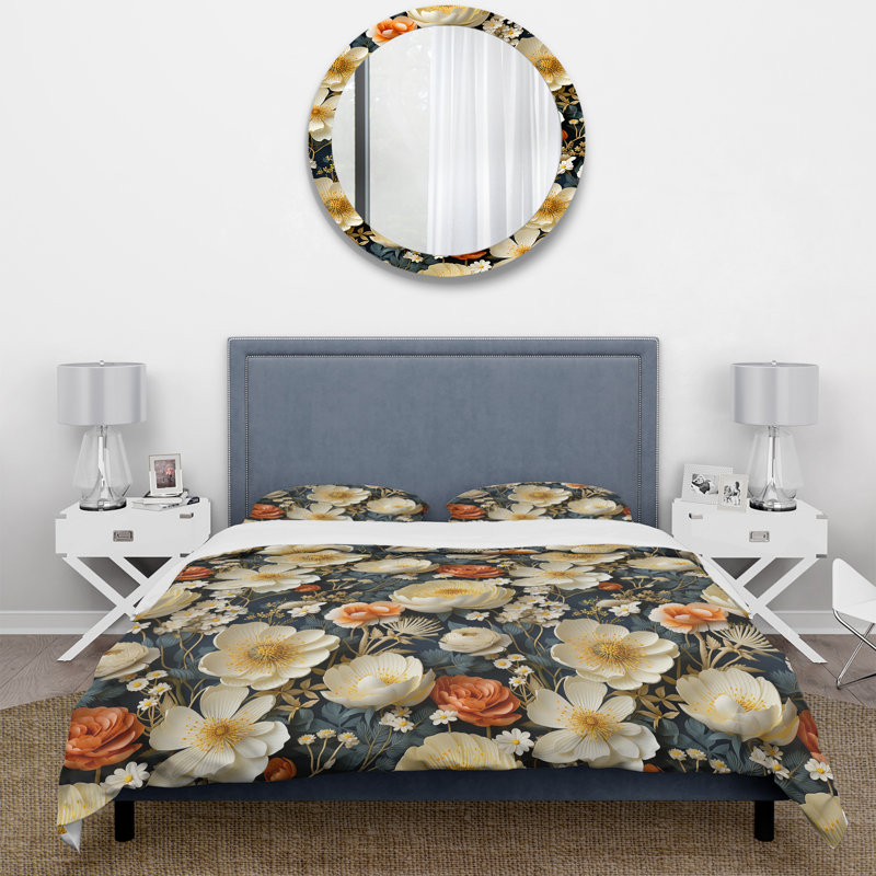 Motif floral Meadow Countryside - ensemble de housse de couette floral - microfibre de polyester