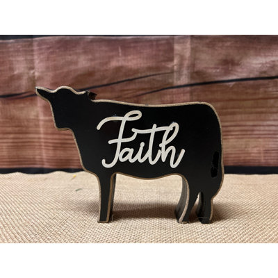 Faith Distressed Black Cow Sitter