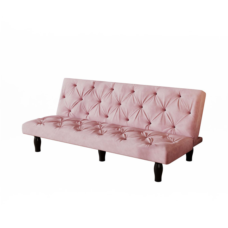 66" Velvet Sofa Bed, Pink
