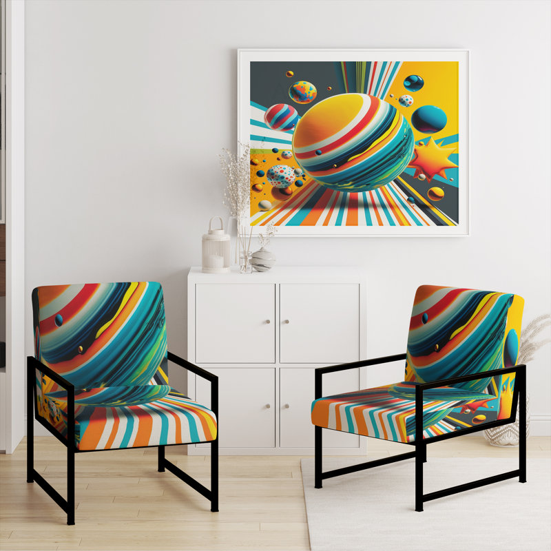 Fauteuil d'appoint à motif géométrique abstrait rembourré Croker, Noir, noir, noir, noir