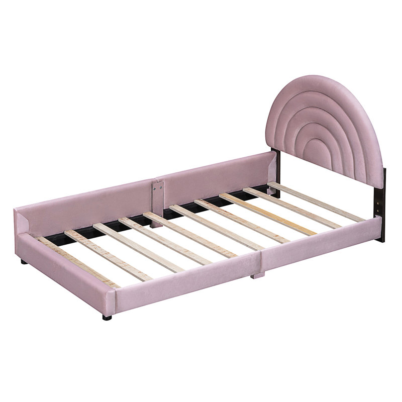 Upholstered Velvet Scalloped Bed