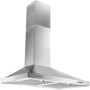AMZCHEF Push Button 30 inch Under Cabinet Range Hood with 2 Reusable Stainless Steel & 2 Charcoal Filters, Slim Kitchen Stove Vent with LED Light & 3