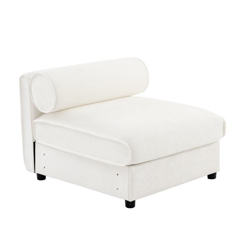 Elegant White Chenille Modular Sofa With Smart Storage