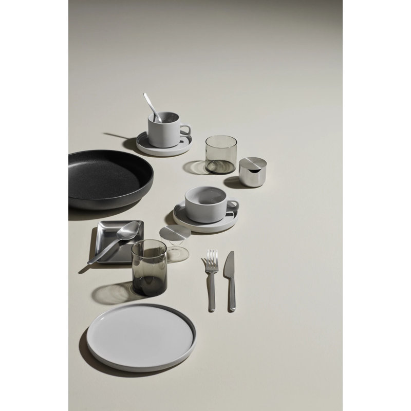 Pilar Coffee Mug & Saucer, Pewter