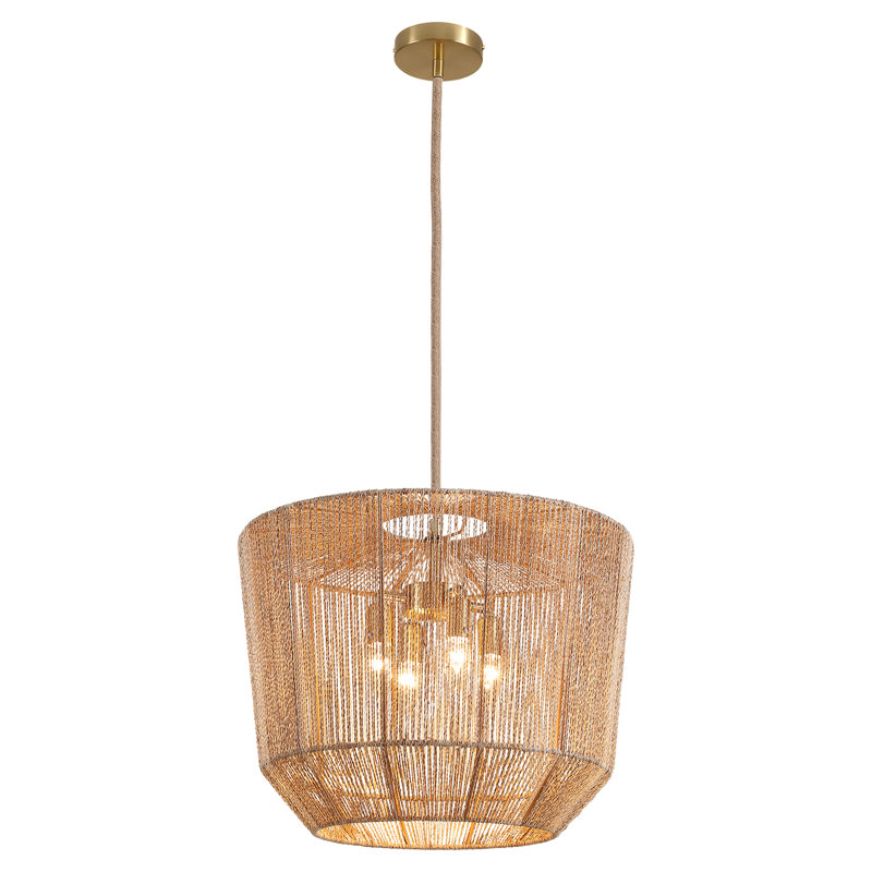 Lustre en rotin à cage, 4 lumières, 50 cm (19,7 po), intensité variable