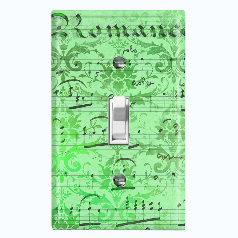 Patterned 1 - Gang Toggle Light Switch Standard Wall Plate, Green