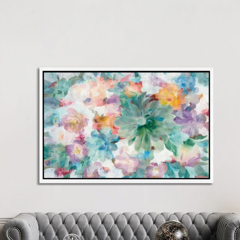 Succulent Florals by Danhui Nai - Print on Canvas, 152.5 cm H x 101.5 cm W, White Framed