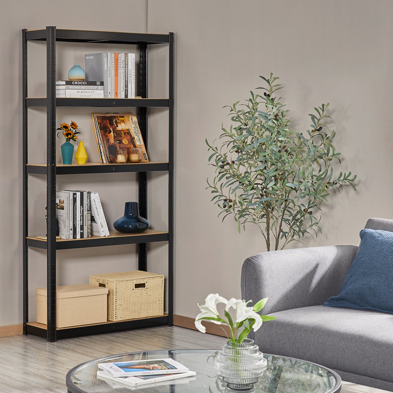 Color 90cm W Steel Storage Rack, Black 