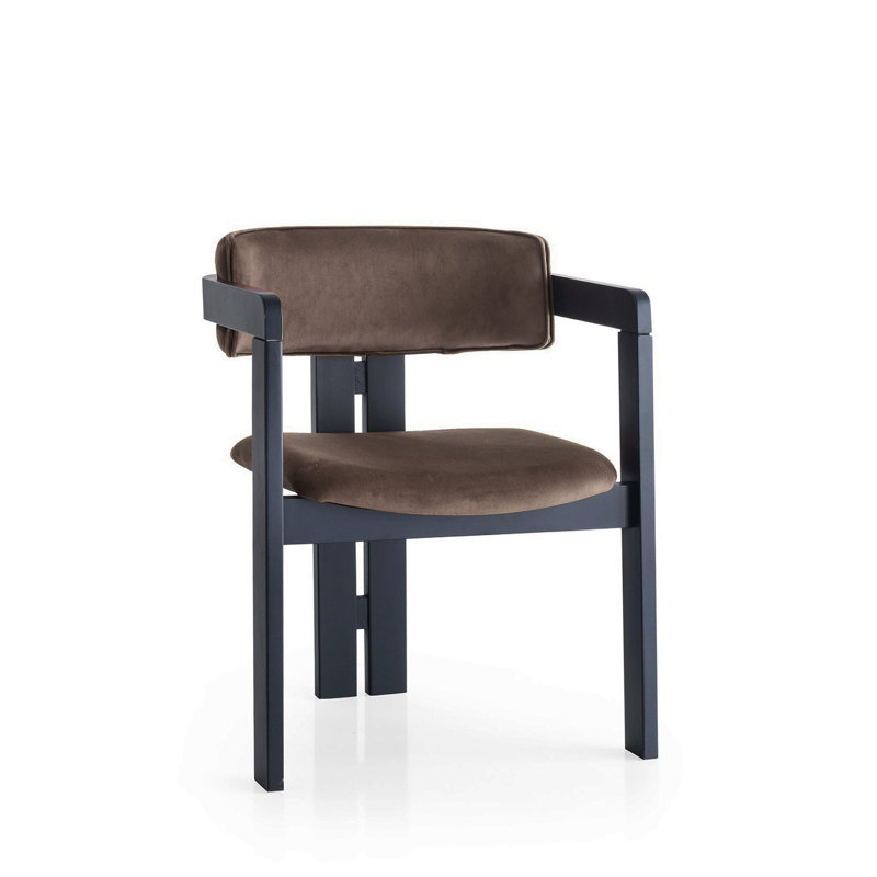Modern Velvet Fabric Chair, Black & Brown, 22.5 x 29.9 x 19.3 inches | Sturdy 100% Wood Frame, Plywood Seat & Back, Supports up to 408 lbs | Stylish & Comfortable Design for Home or Office Use