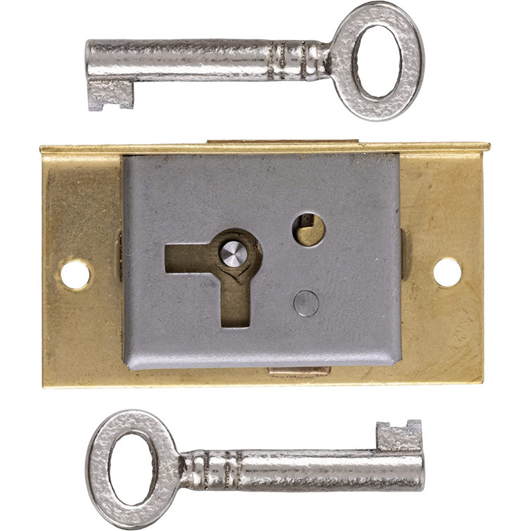 Small Brass Half Mortise Chest Lock with Skeleton Key