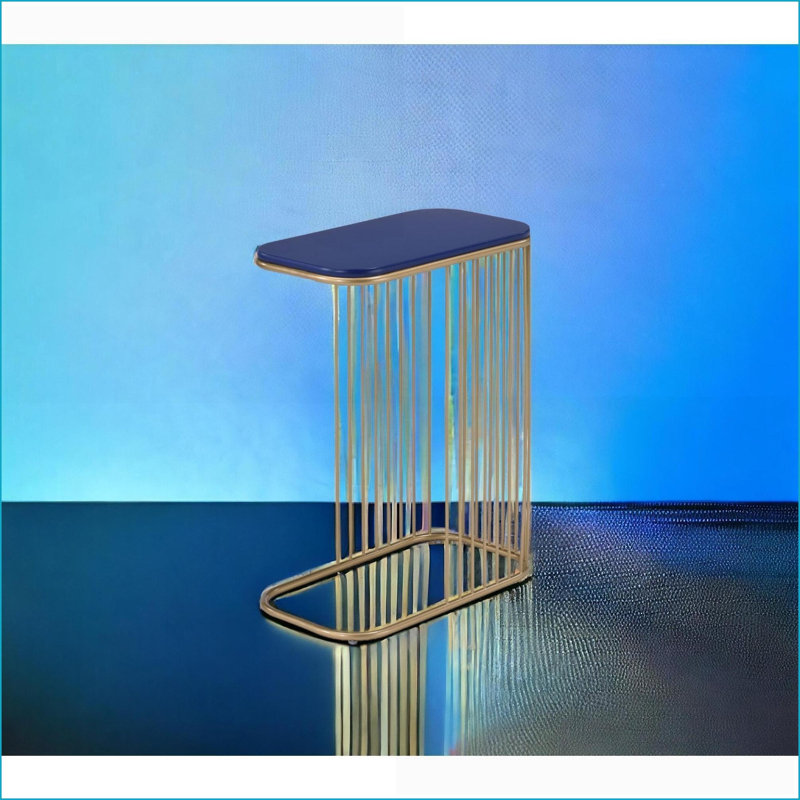 Table basse moderne et bleue Aviena, plateau en bois composite robuste, aucun assemblage requis