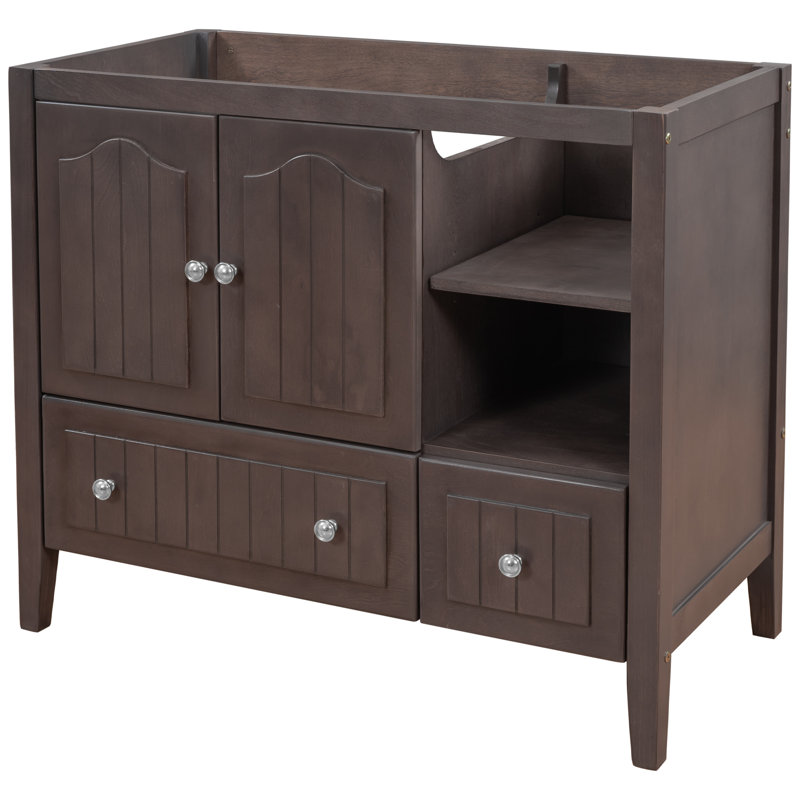 Base de meuble-lavabo simple 35,04 po Aoche seulement, Brun