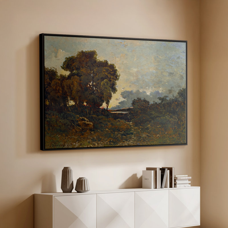 Coucher de soleil sur l'Allier (Soleil couchant sur l'Allier), 1904 - Henri Harpignies, toile tendue avec châssis, 26 x 40