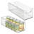 iDesign Plastic Stackable Pantry Bin - Storage Bin with Handles for Cabinets or Fridge - Set of 2 - Clear