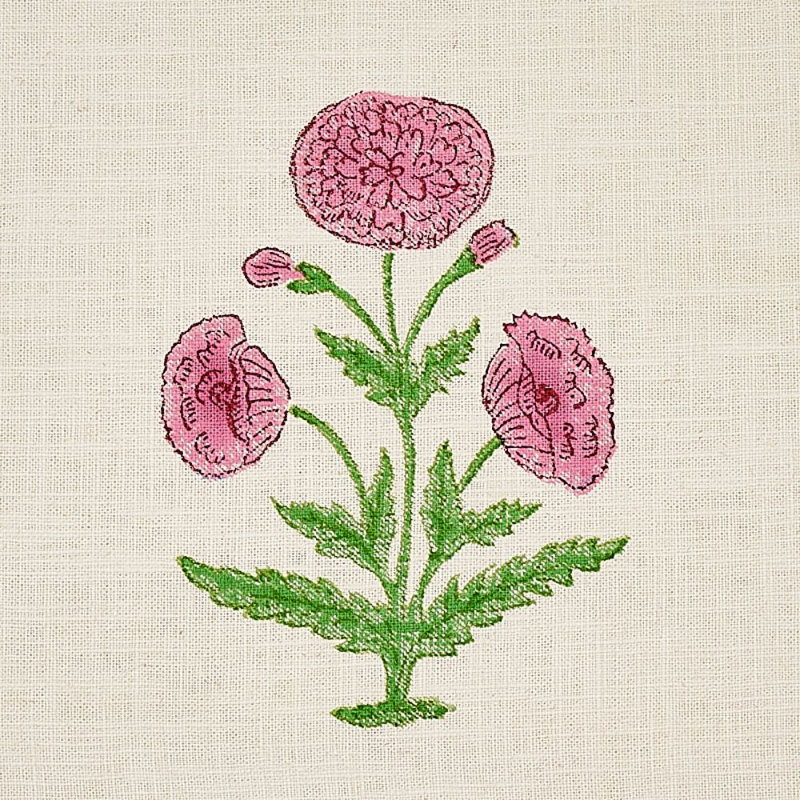 Tissu imprimé bloc Schumacher x Molly Mahon, Rose / herbe