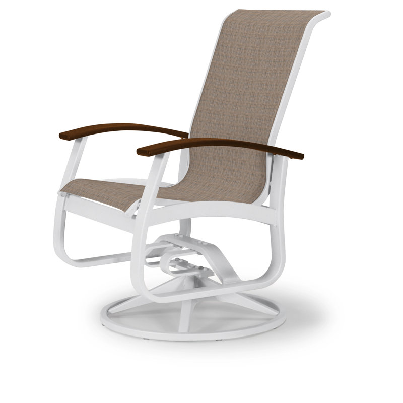 Chaise de patio pivotante Askar, Vert forêt 22D Sunbrella® vert, Blanc brillant, Kona P10