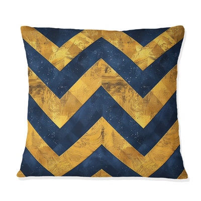 Coussin décoratif bleu Mid-Century Glamour Chevron X