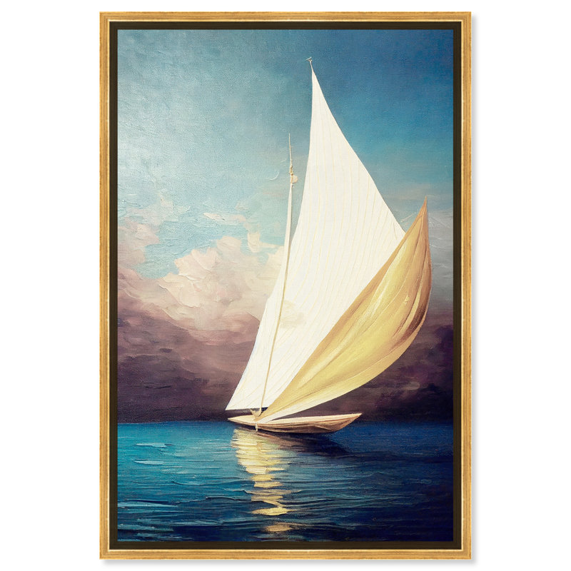 Voile dorée - Impression sur toile, Toile encadrée flottante dorée, H 37,5 po x l 25,5 po x P 1,2 po