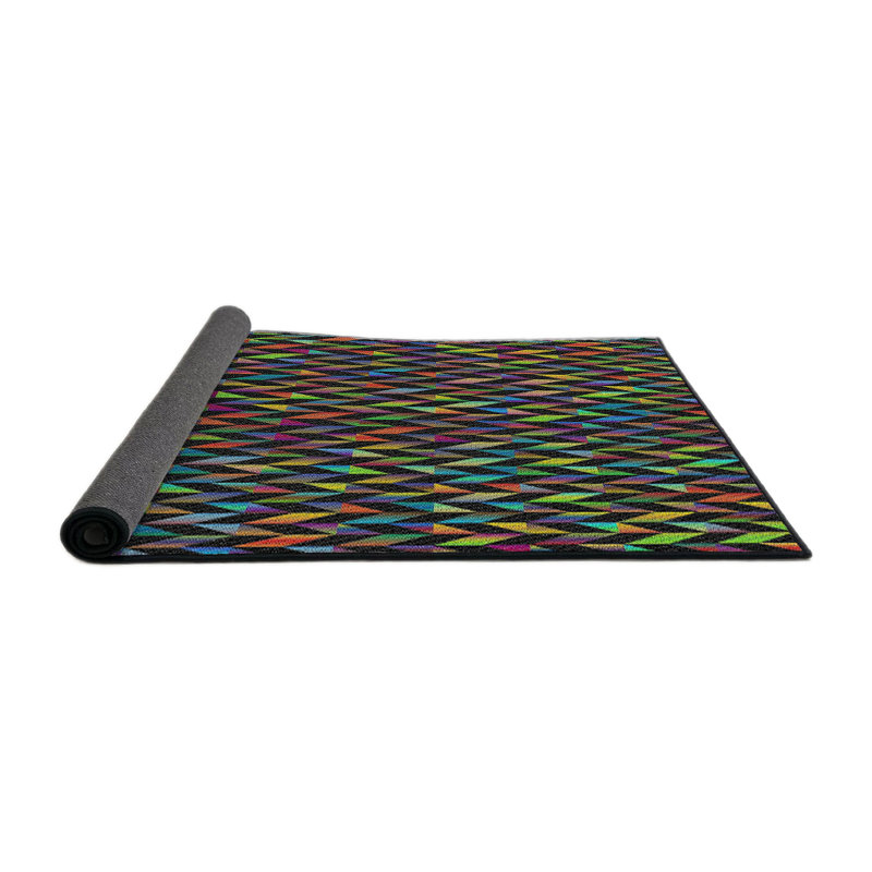 Tapis bleu à motif géométrique Prevost, Carré 6 pi
