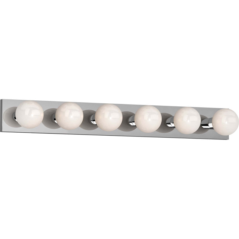  6-Light Indoor 36"W Chrome Wall Mount Vanity Light Bath Bar, Chrome