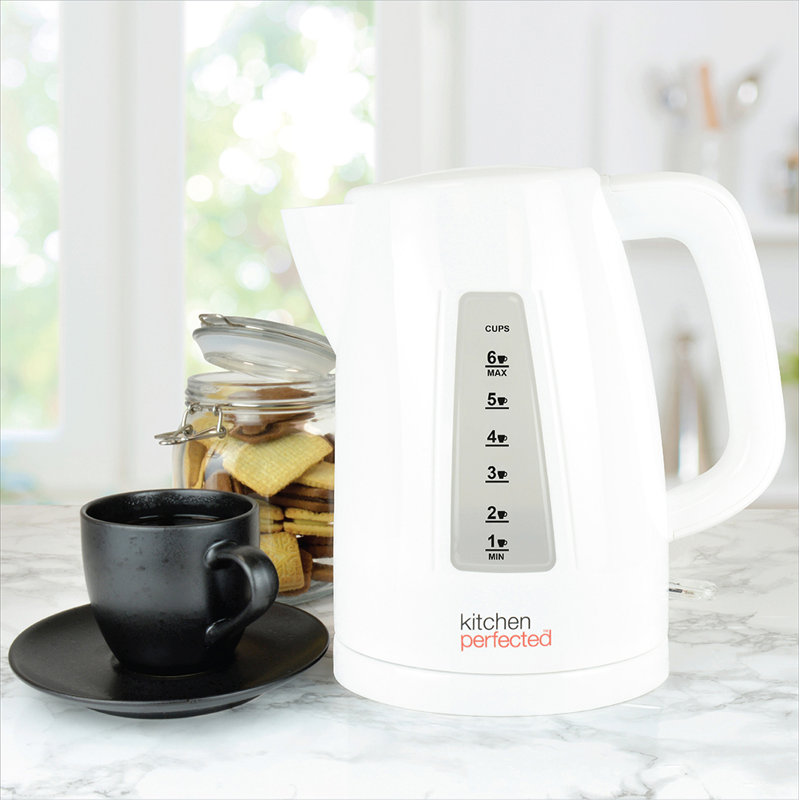 Kitchen Perfected 1.7L Plastic Electric Tea Kettle, White