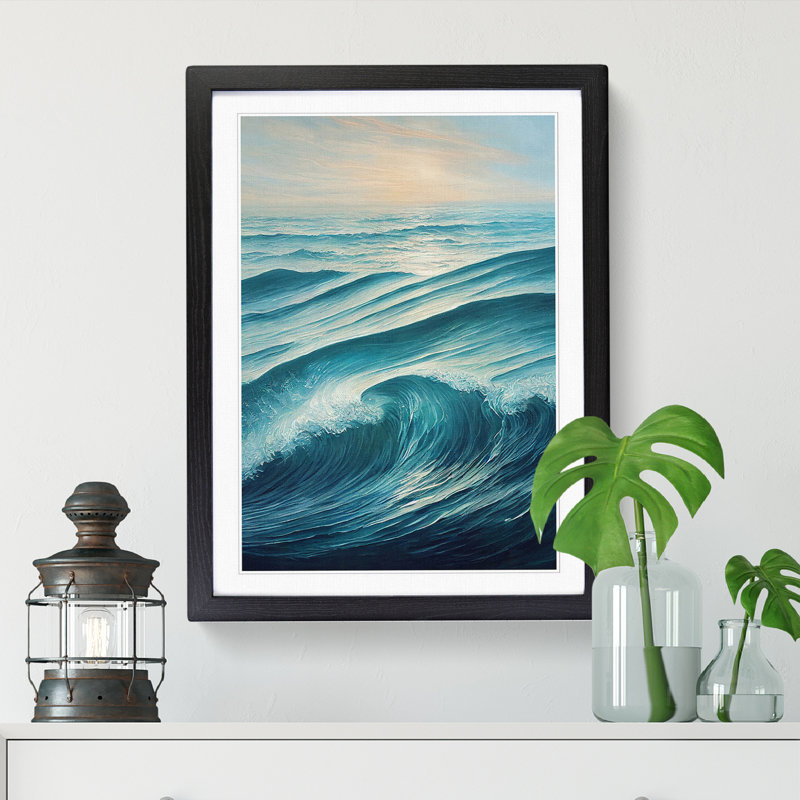 Seascape Expressionism - Single Picture Frame Print, Black, 64cm H x 46cm W x 2cm D