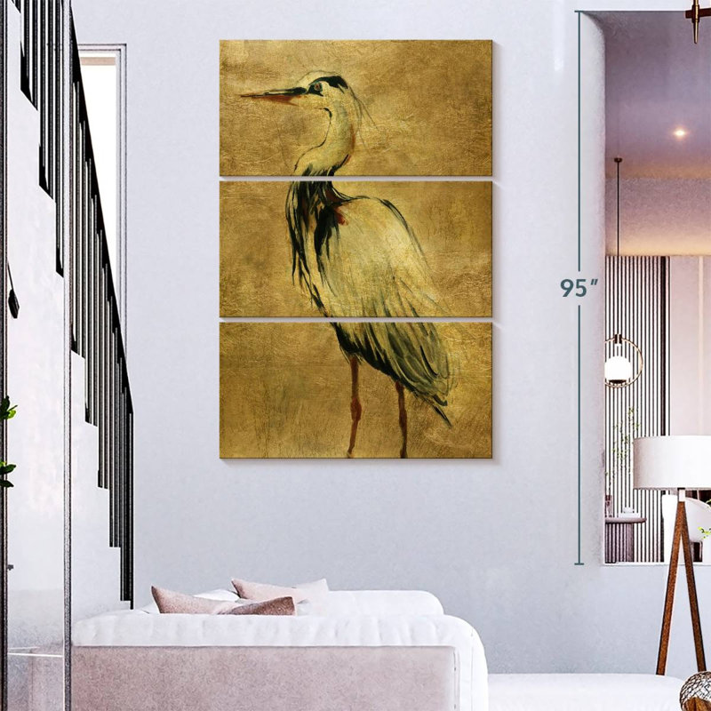 Brampt Gold Crane At Dusk II, 74" H x 48" W