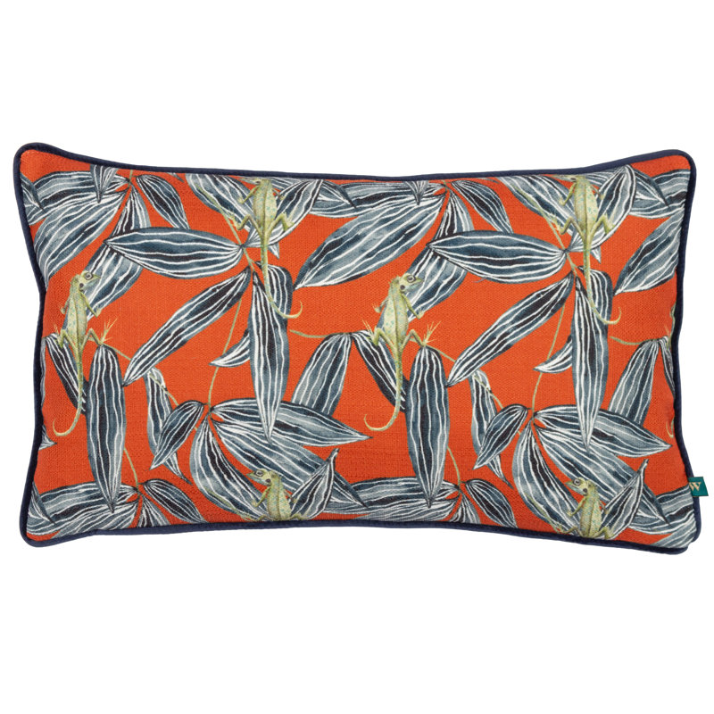 Floral Rectangular Lumbar Cushion, Green, Polyester