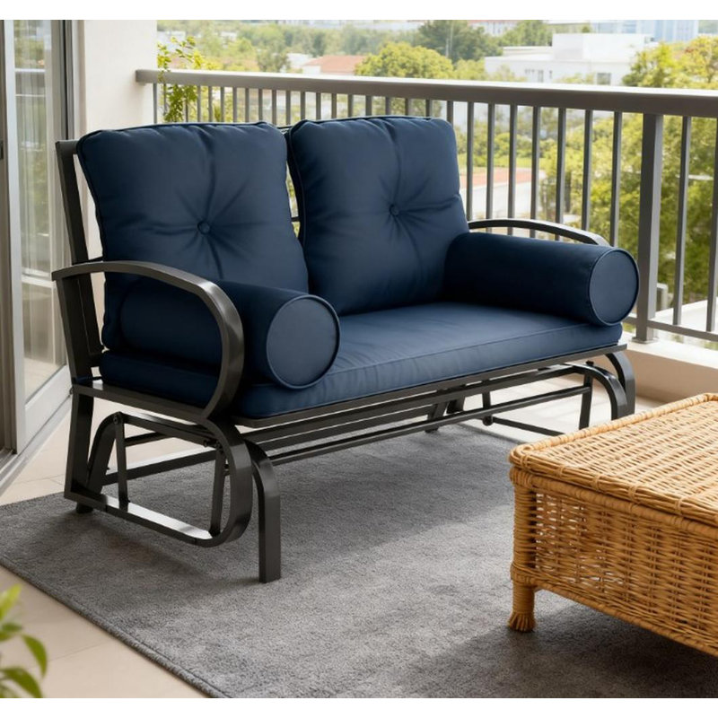 Double Patio Bench (Black,Blue)