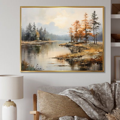 Lakeside Fall Foliage Serenity II - Print on Canvas