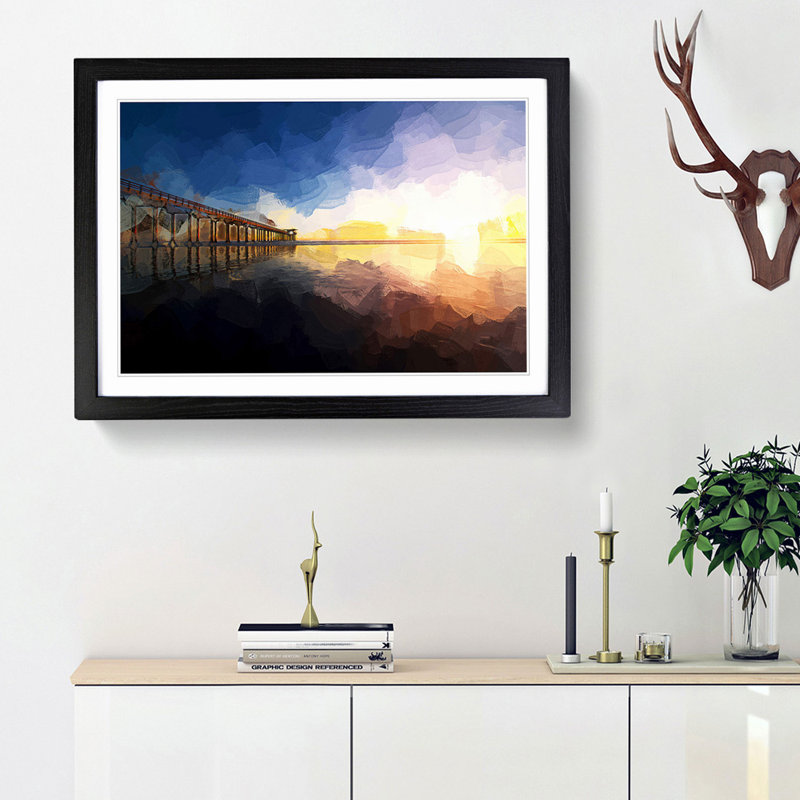 Pier in San Diego - Rectangle Print on MDF, Black Framed, 27cm H x 36cm W x 2cm D