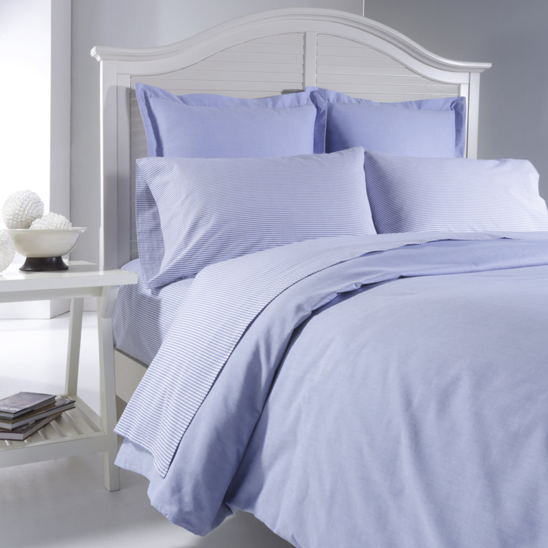Ensemble de draps 100% coton 200 fils Chambray, Bleu, Ensemble de draps pour grand lit