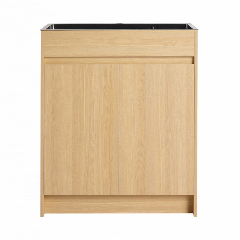 Meuble-lavabo autoportant de 28 po avec lavabo en acier inoxydable et tuyau de vidange flexible