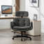 Chaise de bureau Criss Cross avec accoudoirs et roues et appui-tête réglables, chaise de bureau de coiffeuse en polyuréthane avec siège large pour les jambes croisées, chaises de bureau pivotantes pour la maison, le maquillage, les jeux, le bureau, gris-464105925
