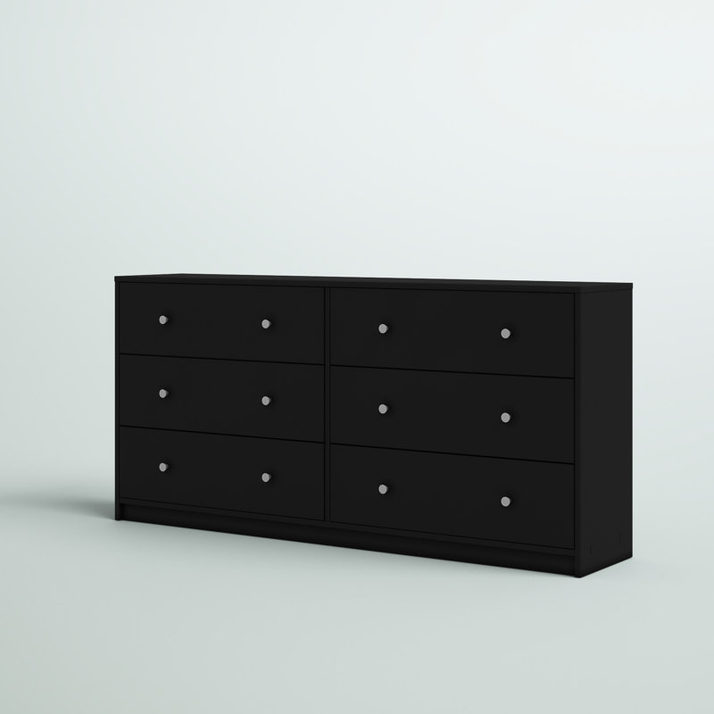 Clanton 6 Drawer 56.34" W Double Dresser, Black
